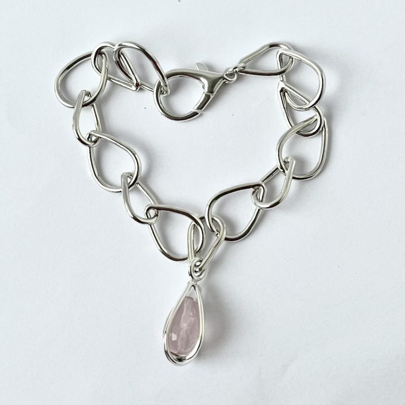Nonnas bracelet, sterling silver & rose quartz